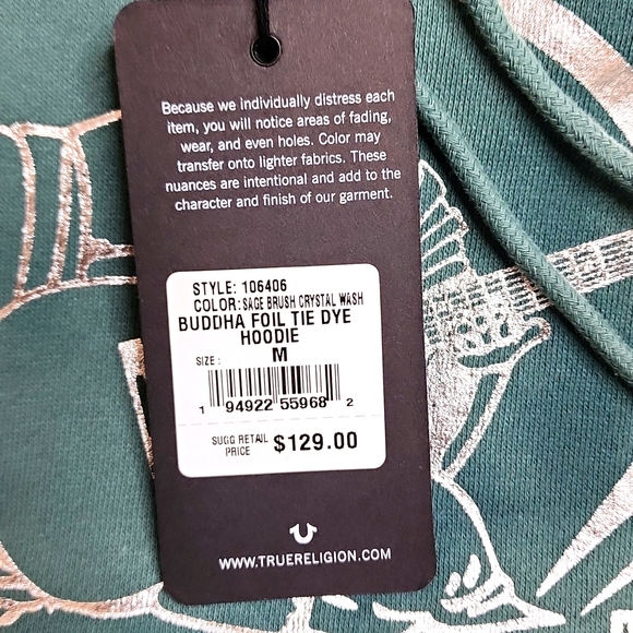 TRUE RELIGION GREEN SWEATSHIRT EITH SILVER LOGO, UNISEX - Picture 9 of 12